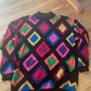 Vintage 80s rainbow geometric sweater